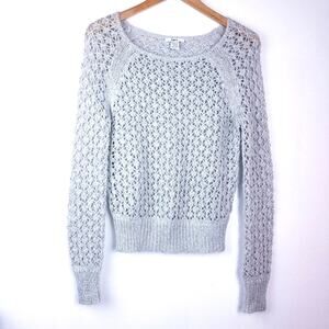 Bar III | Loose Knit Sweater Silver Metallic Small